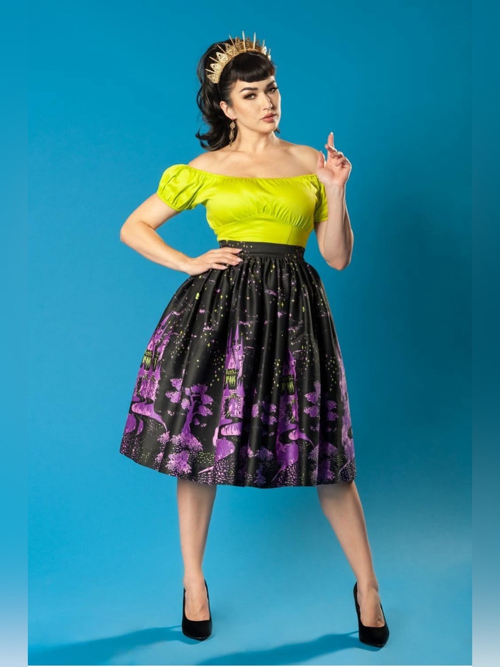 Bella Skirt in Villains Castle Print